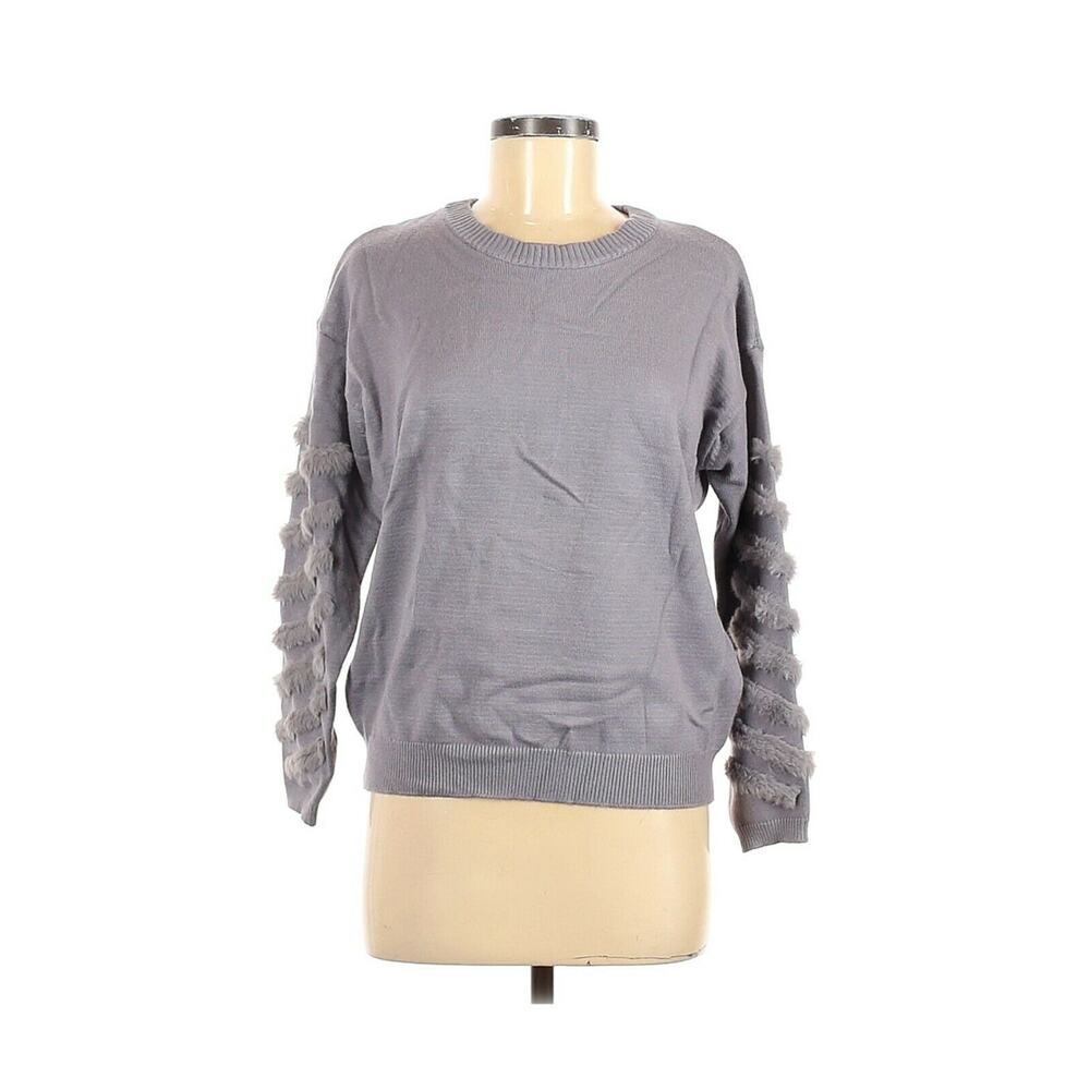Michelle Nicole Cliche Faux Fur Long Sleeve Pullover Knit Sweater Size Large